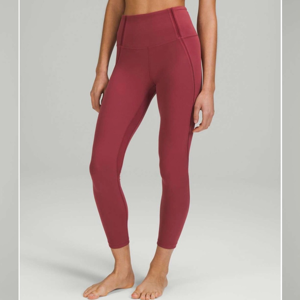 Lululemon EUC Nulu Mesh Panels High-Rise Tight Legging 25" Mulled Wine, sz 6